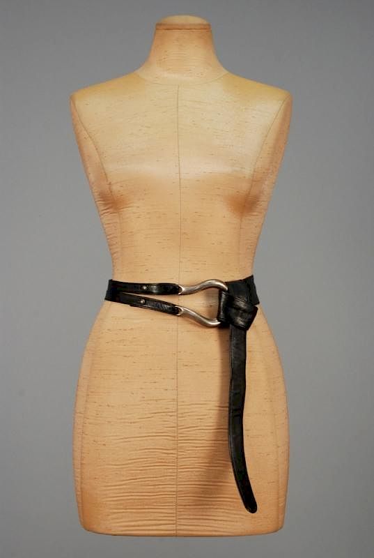 Appraisal: ELSA PERETTI for TIFFANY STERLING SILVER and LEATHER BELT Black