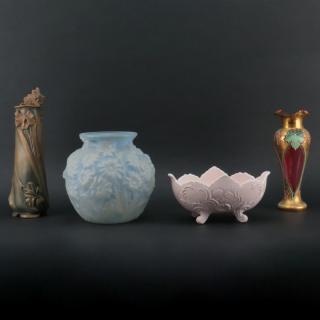 Appraisal: Collection of Antique Glass and Pottery Vases Includes Teplitz Art