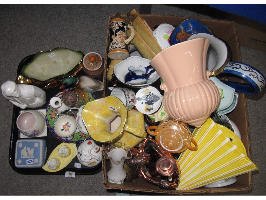 Appraisal: Lot comprising tray and a box of assorted decorative ceramics