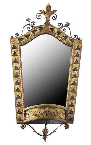 Appraisal: ITALIAN ART DECO Fine wall-hanging mirror with parcel-gilt frame geometric