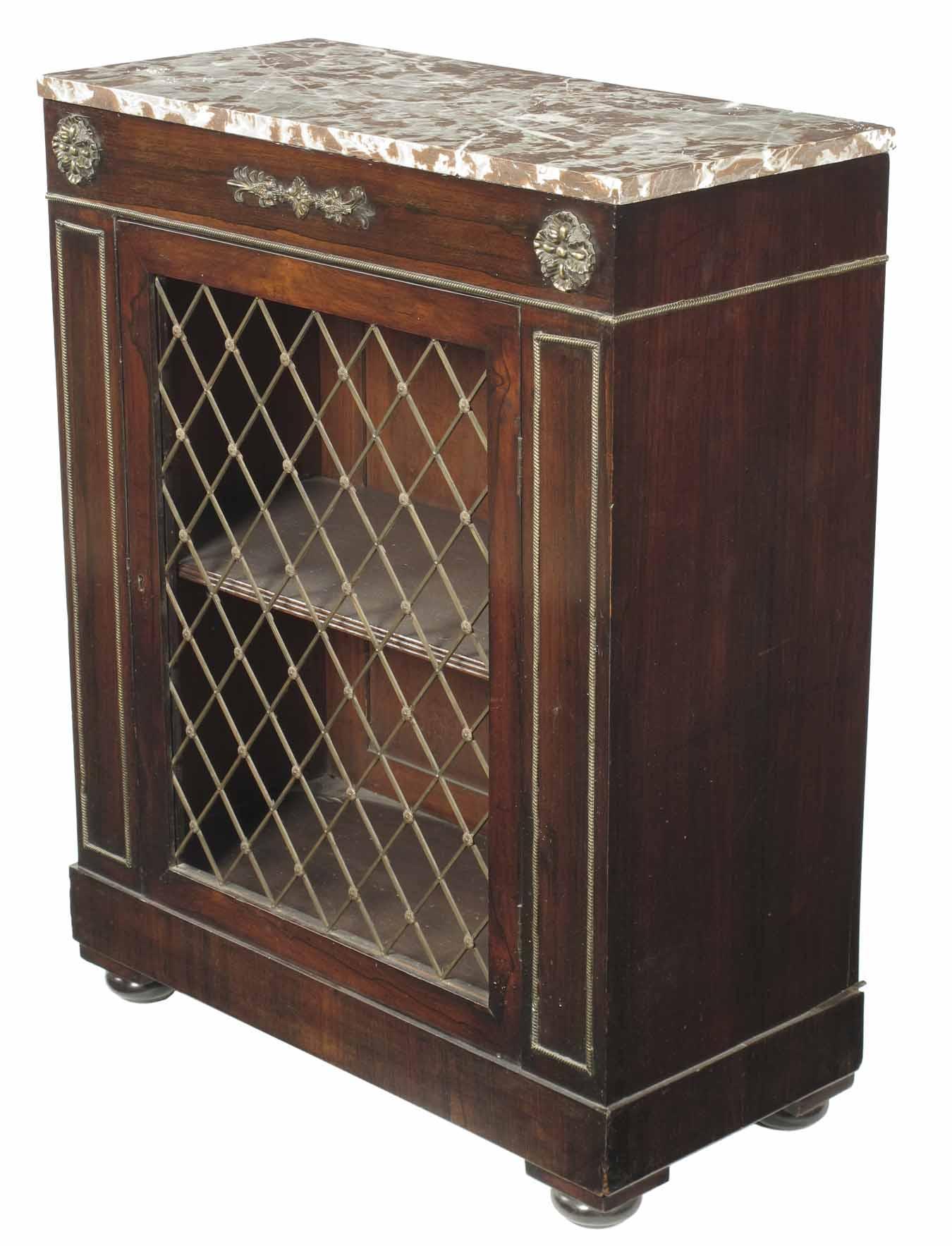 Appraisal: An early Victorian rosewood and gilt brass mounted side cabinet