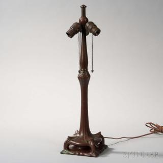 Appraisal: Handel Lamp Base Patinated bronze Meriden Connecticut early th century