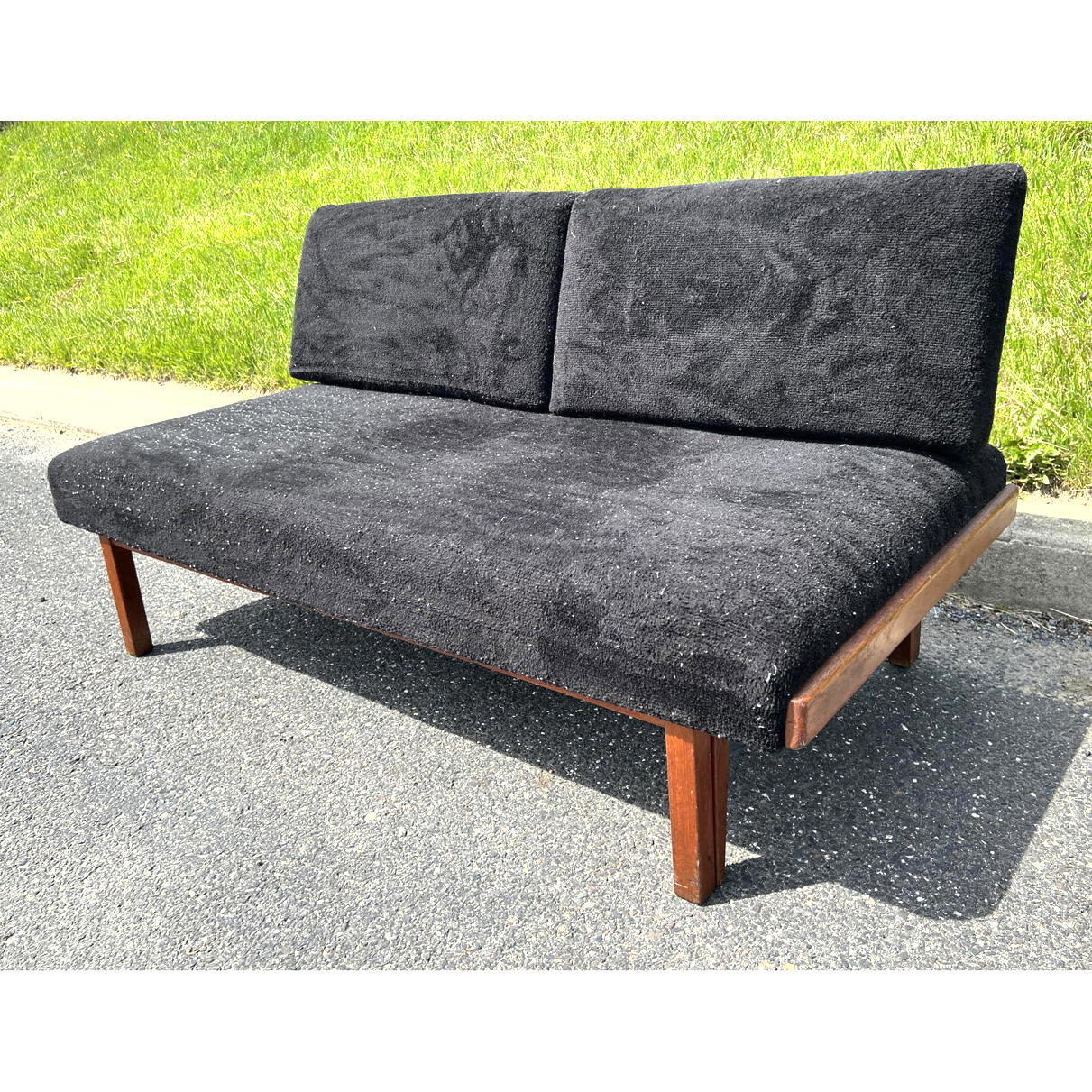 Appraisal: Modernist Convertible Wood Frame Sofa Couch Arm Less Couch One