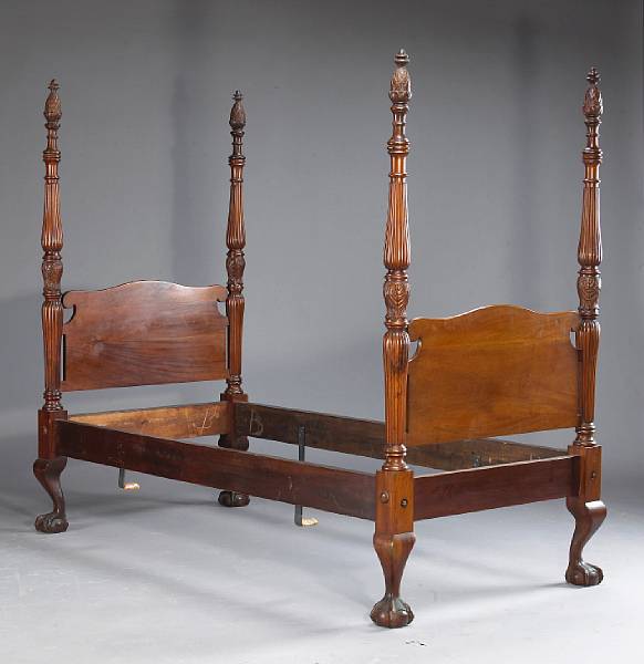 Appraisal: A Federal style mahogany four poster bedstead late th early