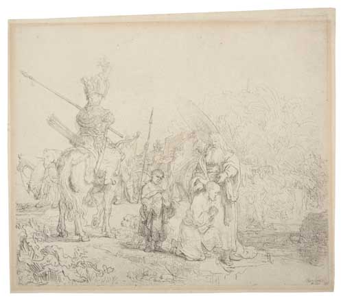 Appraisal: REMBRANDT VAN RIJN The Baptism of the Eunuch Etching x