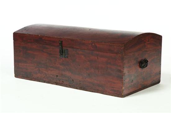 Appraisal: DECORATED DOME TOP BOX American mid th century poplar with