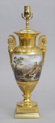 Appraisal: PARIS PORCELAIN FINELY PAINTED SCENIC VASE MOUNTED AS A LAMP