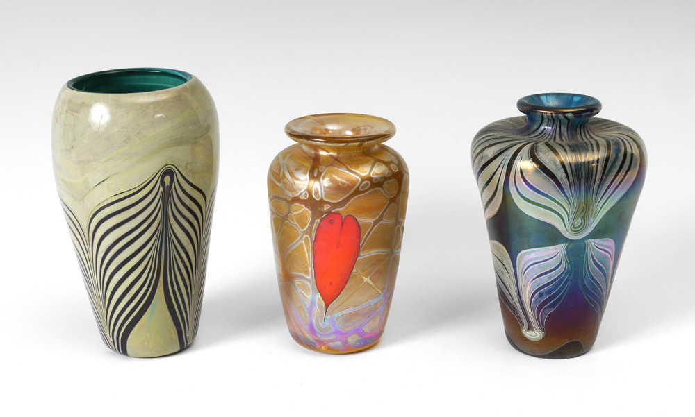 Appraisal: PIECE STUDIO ART GLASS VASES pieces total to include Chris