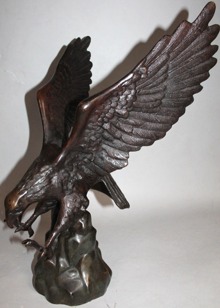 Appraisal: A thC spelter figure of an eagle with wings outstretched