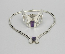 Appraisal: Matching Sterling and Amethyst Necklace and Bracelet by Erika Hult