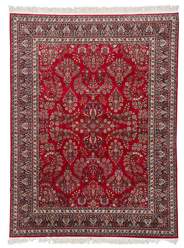 Appraisal: Sarouk Carpet th century red field with floral bouquets and