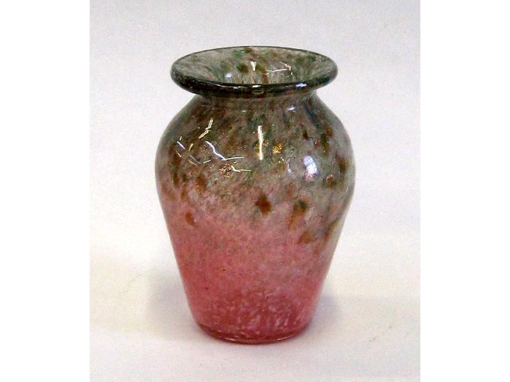 Appraisal: Small Scottish glass vase in pink and green with gold