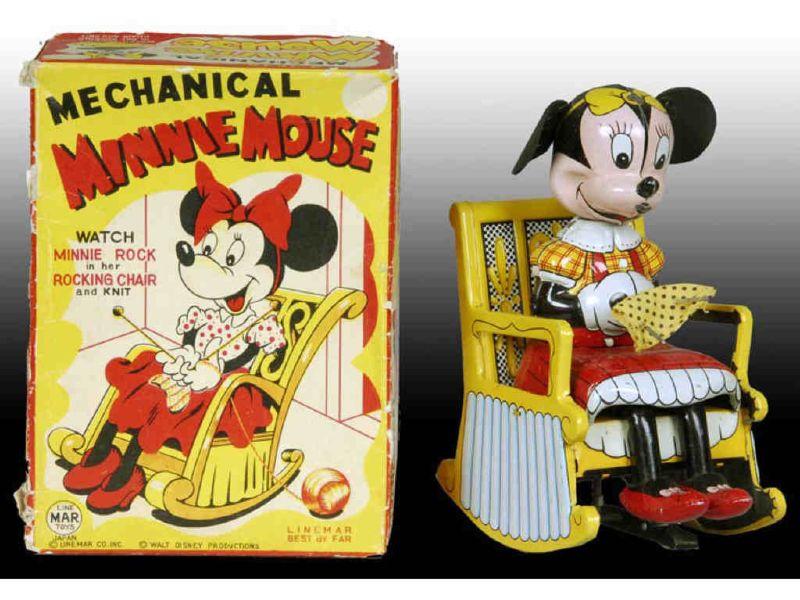 Appraisal: Linemar Mechanical Minnie Mouse Knitting Toy with Description '' T