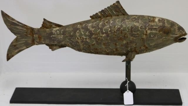 Appraisal: FULL BODIED PAINTED TIN CODFISH WEATHERVANEWITH APPLIED FINS TH C