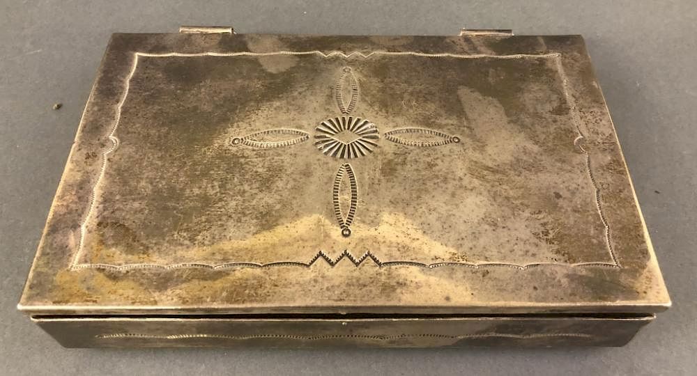 Appraisal: Mexican Silver Box Mexican silver box h x w