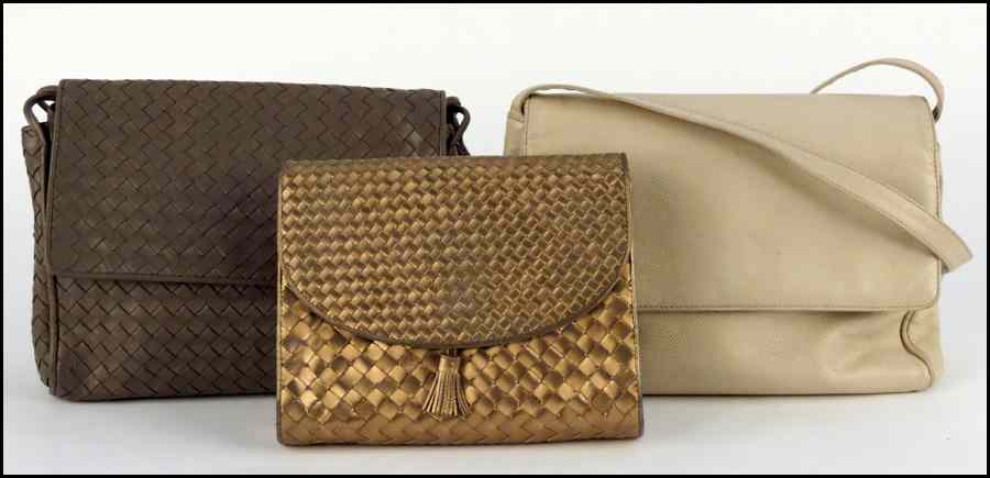 Appraisal: BOTTEGA VENETA GOLD WOVEN LEATHER HANDBAG Together with a Bottega