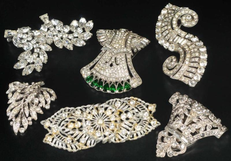 Appraisal: Lot of Antique Jewelry Rhinestone Pins Clips Description Includes three