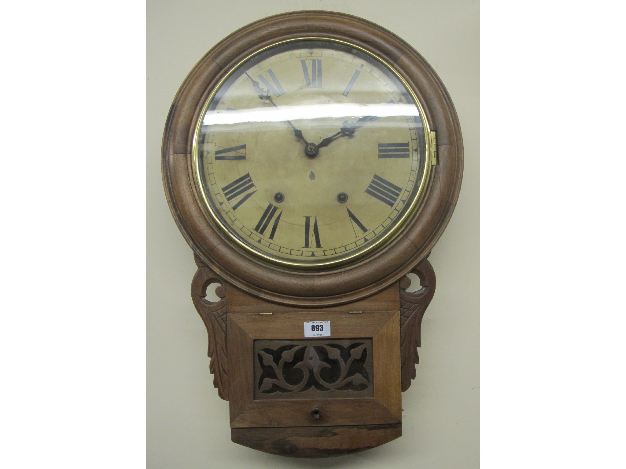 Appraisal: Victorian walnut wall clock