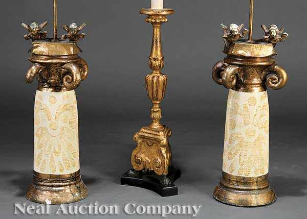 Appraisal: A Pair of Decorative Glazed Ceramic Table Lamps of exuberant