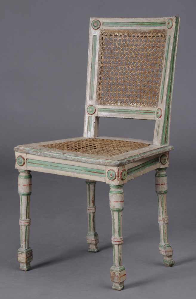 Appraisal: ITALIAN NEOCLASSICAL PAINTED AND CANED SIDE CHAIR The incurved caned