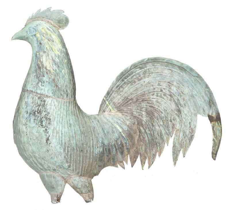 Appraisal: American Rooster Weathervane th century copper full bodied form x