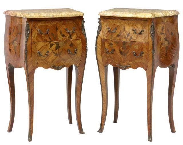 Appraisal: pair French Louis XV style mahogany nightstands early th c