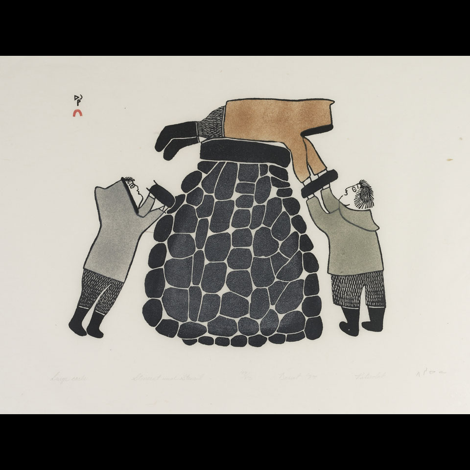 Appraisal: PITSEOLAK ASHOONA - E - Cape Dorset LARGE CACHE stonecut