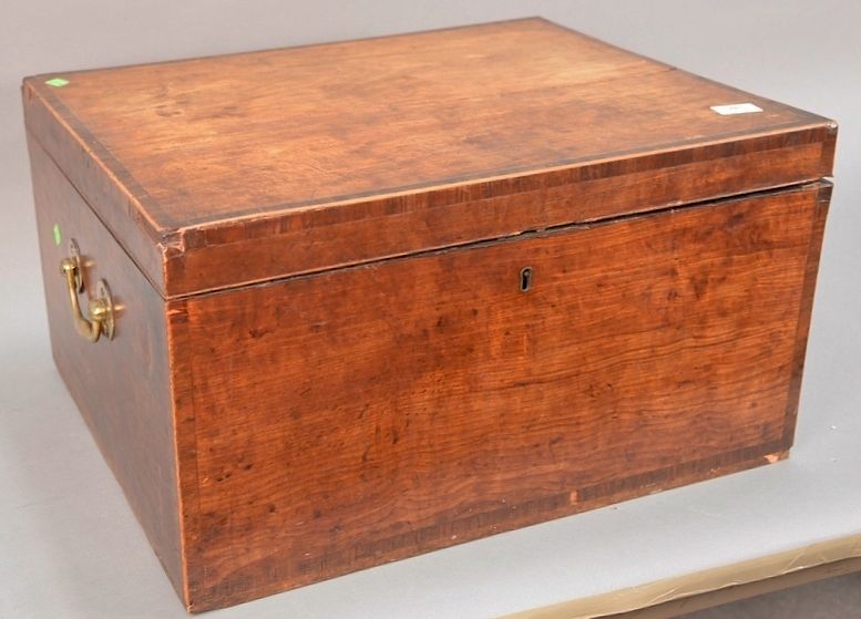 Appraisal: Large mahogany inlaid lift top box with fitted secret interior