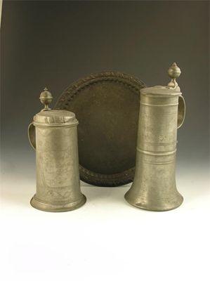 Appraisal: A late th century European pewter tankard with wriggle work