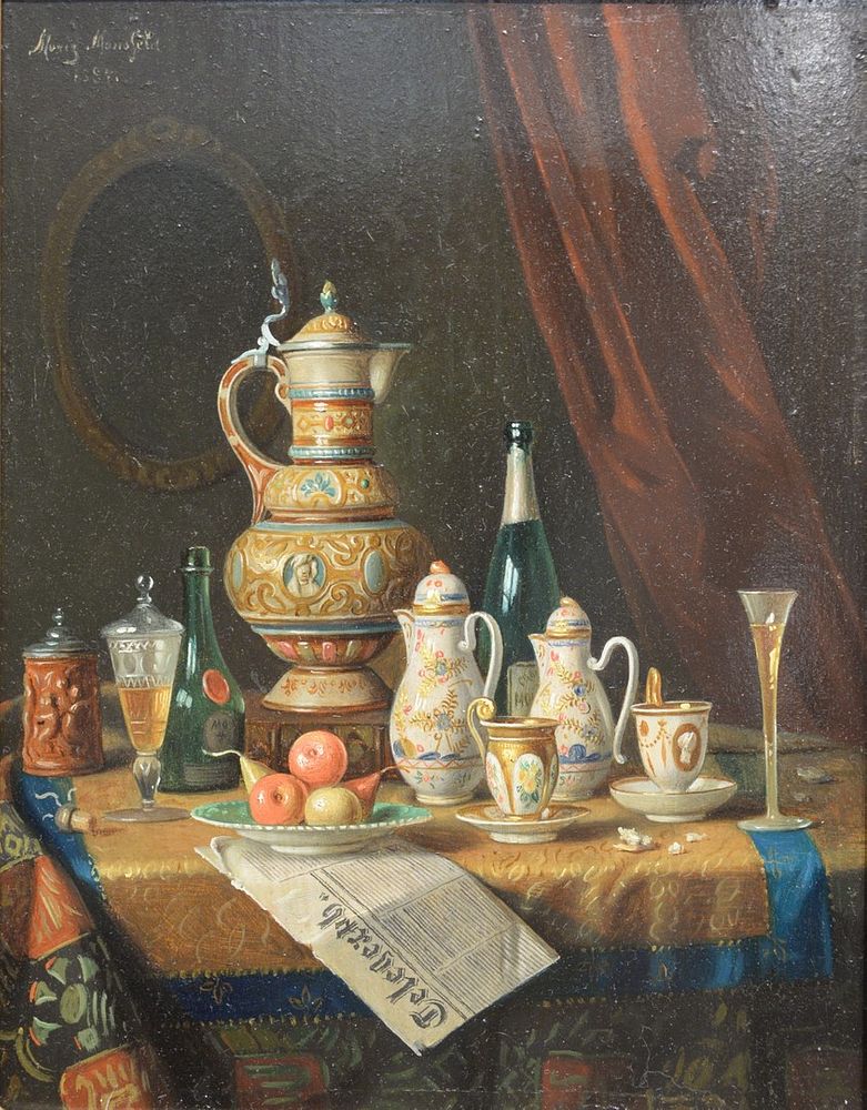 Appraisal: Moritz Mansfield - oil on board still life with urn