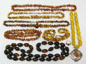 Appraisal: A mixed lot of jewellery comprising seven stone beaded necklaces