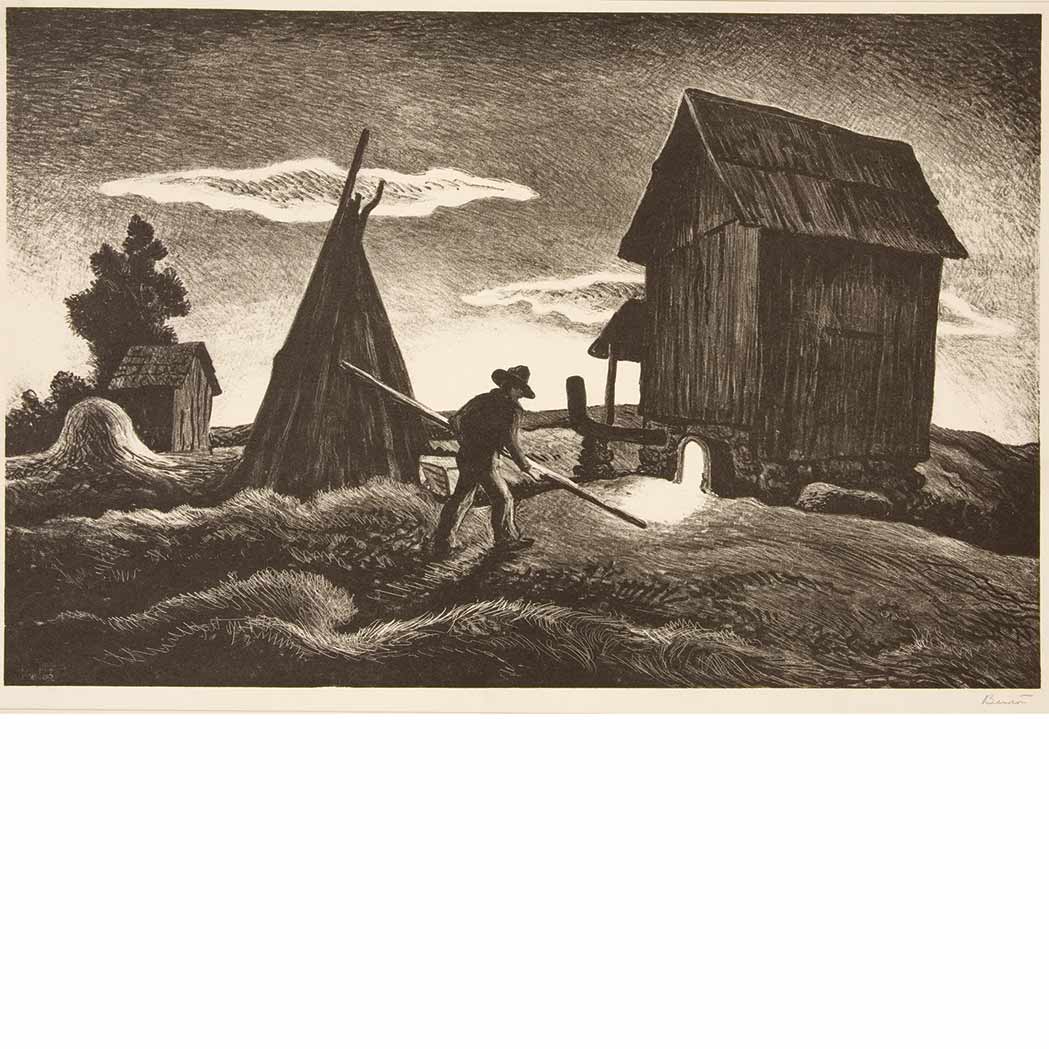 Appraisal: Thomas Hart Benton - NIGHT FIRING FATH Lithograph signed in