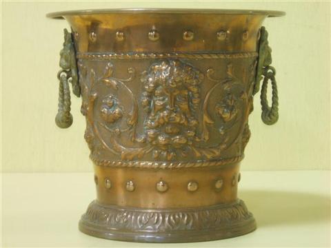 Appraisal: VICTORIAN COPPER CACHE POT Circular flaring shape with a central