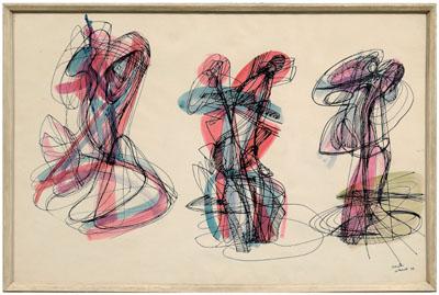 Appraisal: Stanley W Hayter watercolor Stanley William Hayter British - three