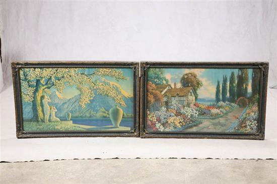 Appraisal: TWO FRAMED PRINTS Parrish type scene by Reynard and an