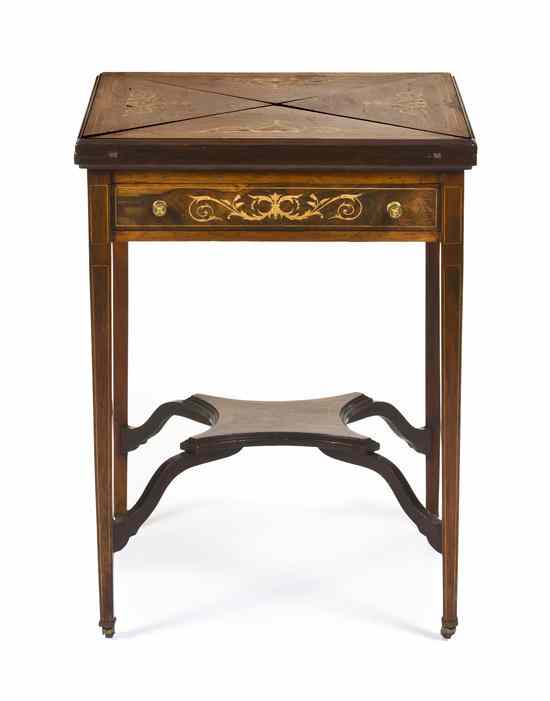 Appraisal: A Continental Marquetry Handkerchief Games Table having a square top