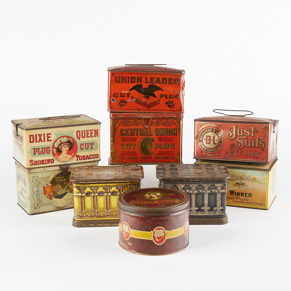 Appraisal: Grp th c Cut Plug Tobacco Tin Containers Group of