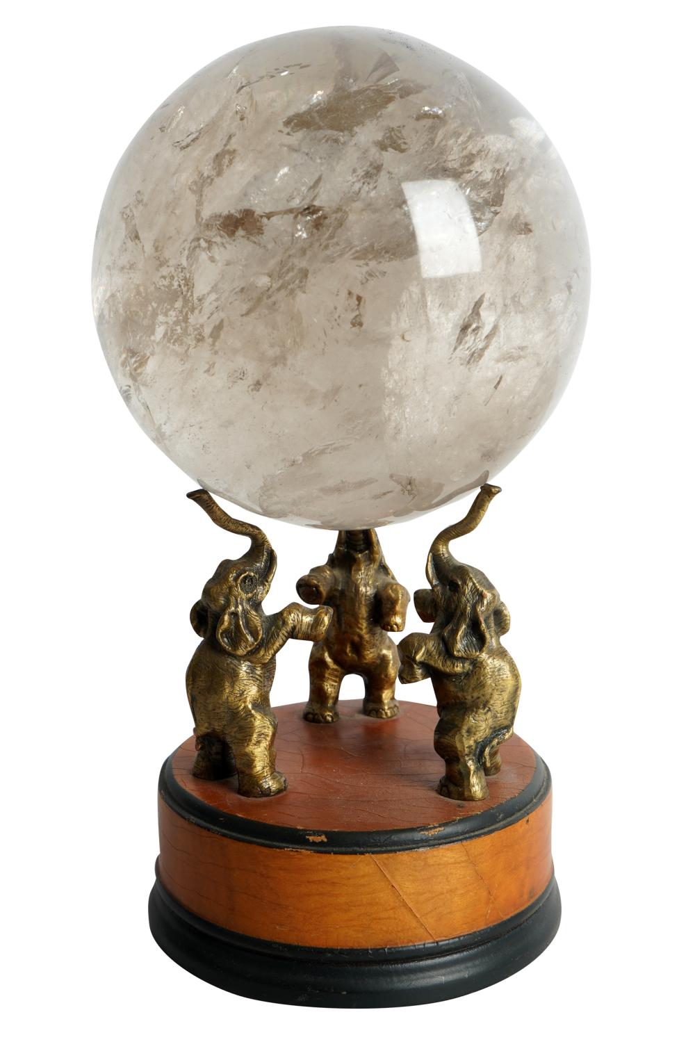 Appraisal: ROCK CRYSTAL SPHEREon a bronze and wood base with gilt