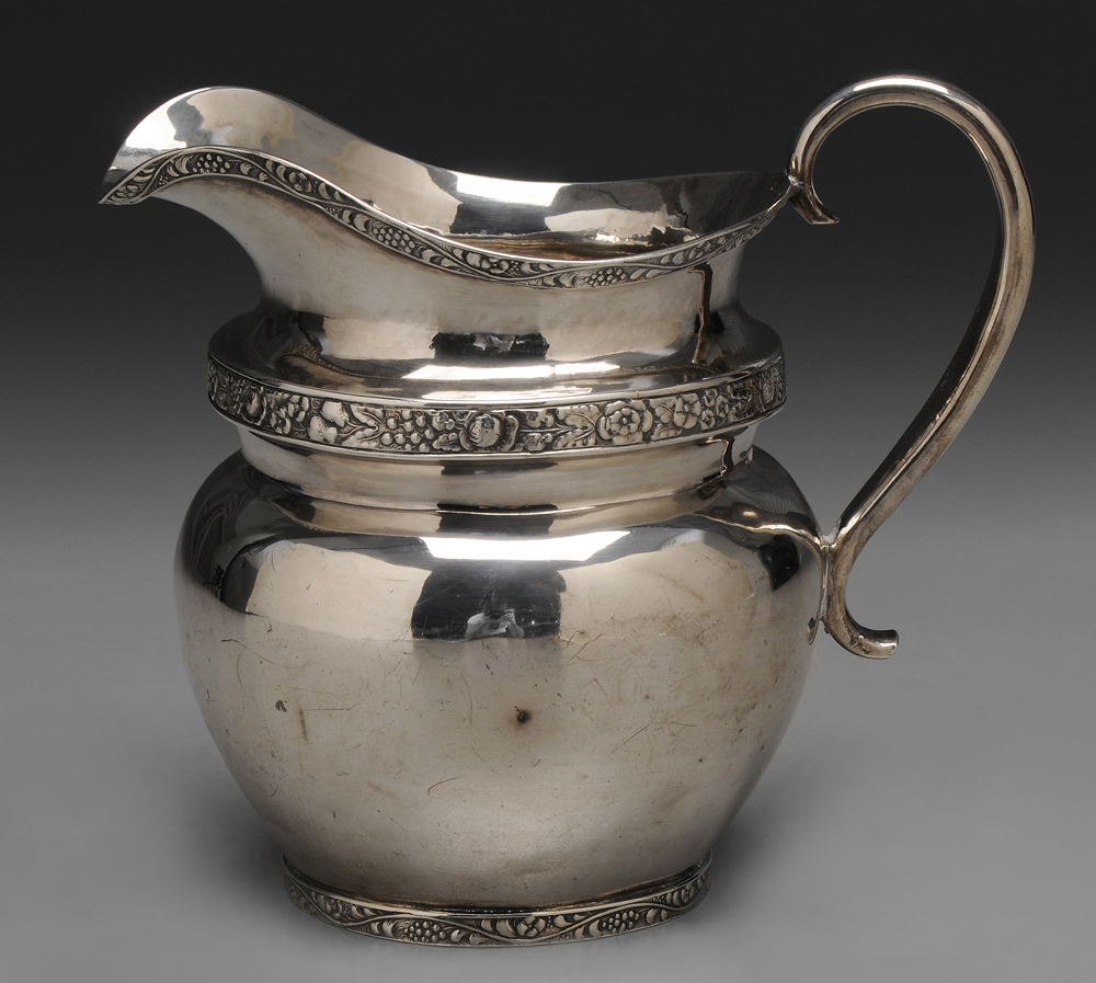 Appraisal: American Coin Silver Cream Pitcher American th century bulbous form