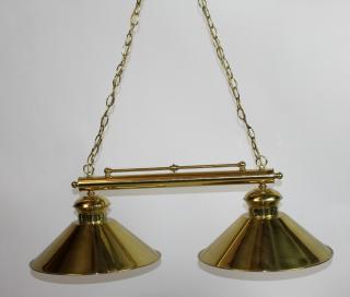 Appraisal: Brass pool table lamp Brass pool table lamp h x