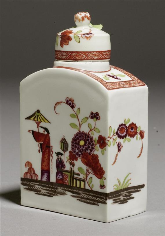 Appraisal: TEA CADDY AND LID WITH 'STADLER' CHINESE FIGURES ZURICH CIRCA