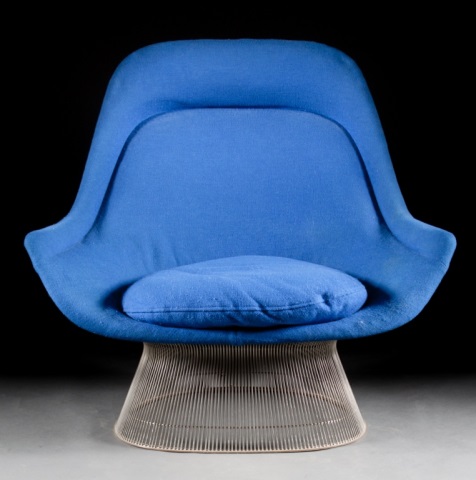 Appraisal: Warren Platner chrome-plated lounge chair designed in for Knoll blue