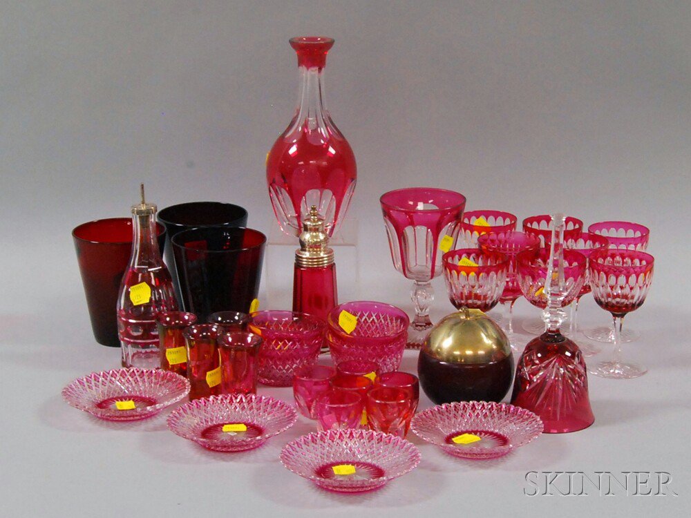 Appraisal: Thirty-five Assorted Red Glass Items including an apple-form sugar with