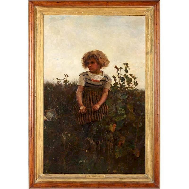 Appraisal: L F Swainston British th c The Farmer's Daughter oil