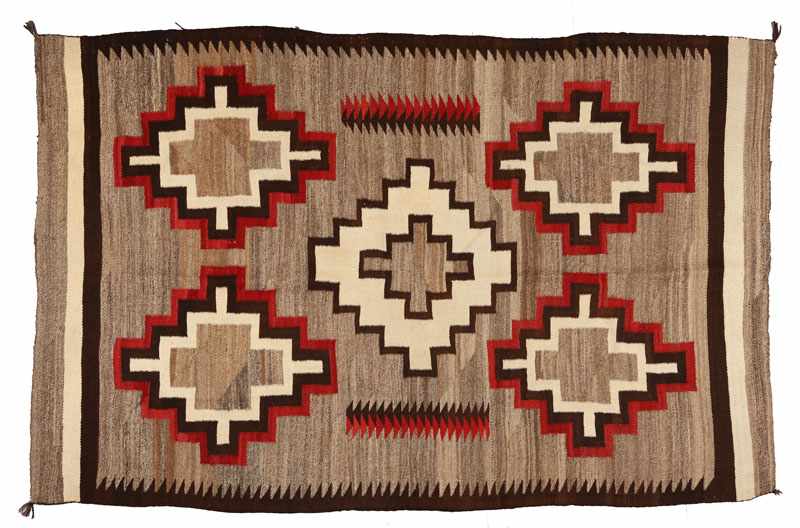 Appraisal: A large Native American Navajo woolen rug Mid- th century