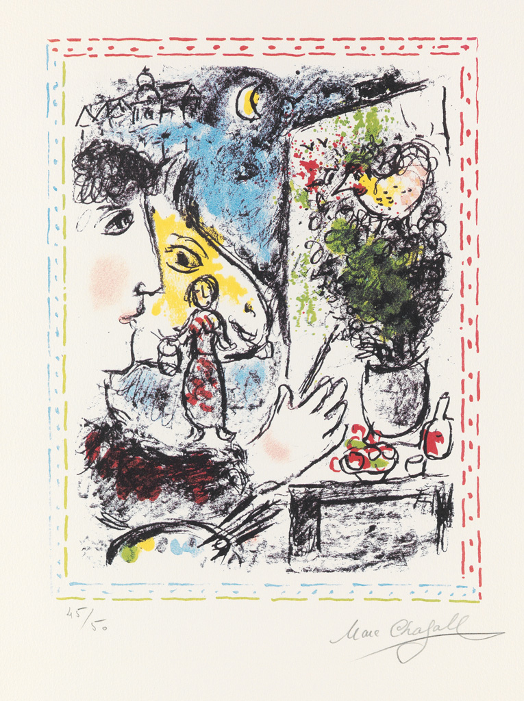 Appraisal: MARC CHAGALL Monde familier Color lithograph x mm x inches