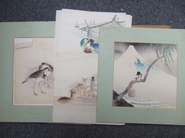 Appraisal: A group of Japanese woodblock prints depicting birds most unframed