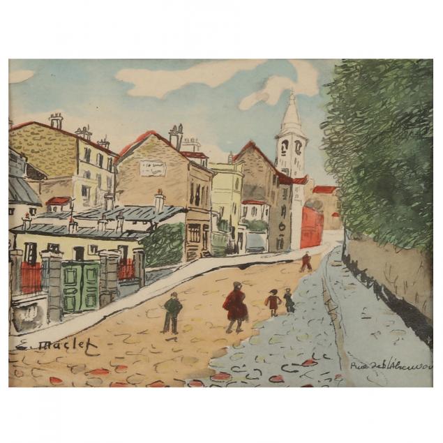 Appraisal: AFTER LIS E MACLET FRENCH - RUE DE L'ABREUVOIR Hand-colored