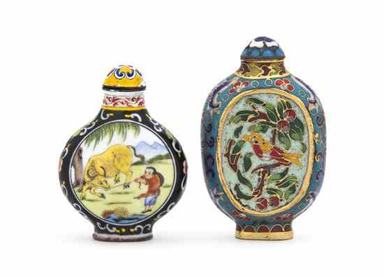 Appraisal: A Group of Two Snuff Bottles one Canton enamel of