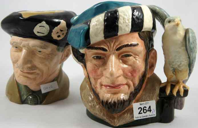 Appraisal: Royal Doulton Large Character Jugs The Falconer D and Monty